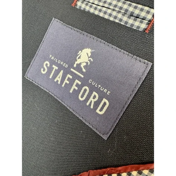 Stafford 54S Short Navy Blue 100% Wool Gold Button Mens Blazer Sport Coat Jacket - Picture 8 of 8